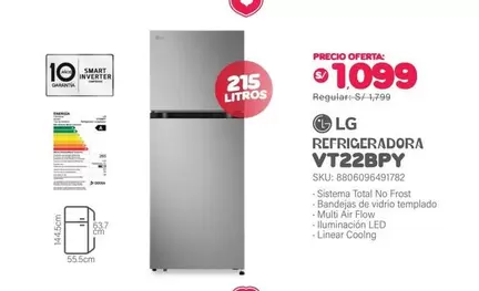 Lg - REFRIGERADORA VT22BPY