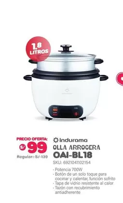 Indurama - OLLA ARROCERA OAI-BL18