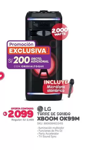 Lg - TORRE DE SONIDO XBOOM OK99M