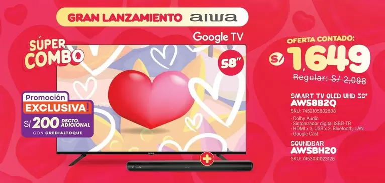 Lan - SMART TV QLED 58" AWS882Q + SOUNDBAR AWSBH20