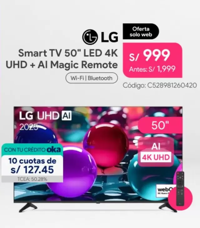 Lg - Smart TV 50" LED 4K UHD + AI Magic Remote