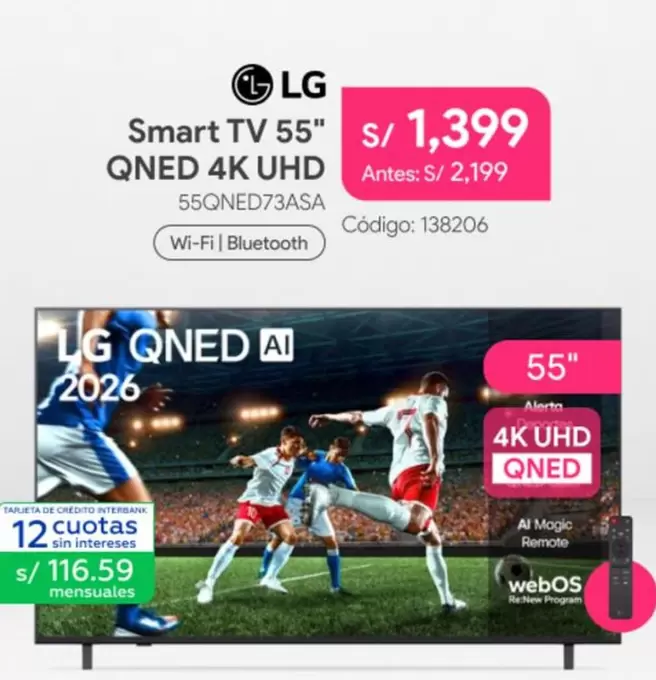 Lg - Smart TV 55" QNED 4K UHD 55QNED73ASA