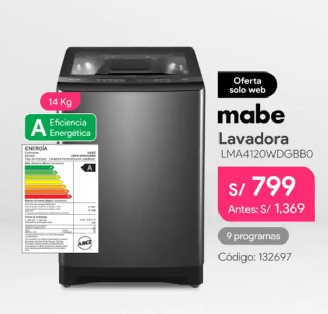 Mabe - Lavadora LMA4120WDGBBO