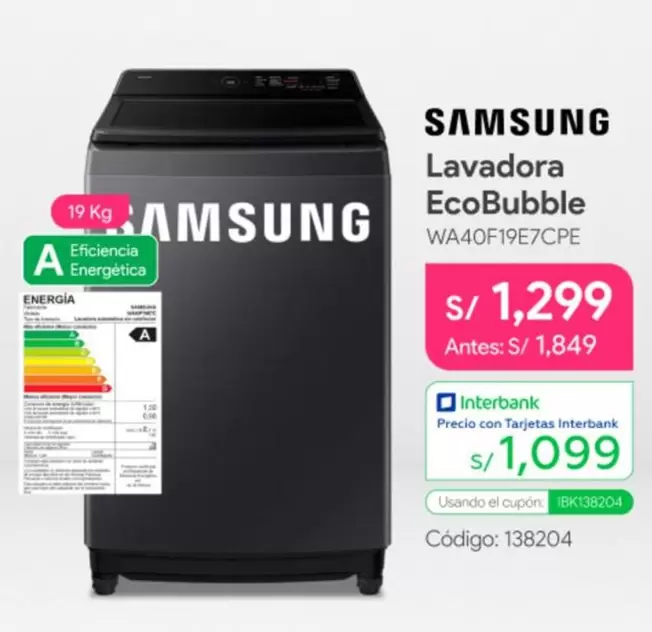Samsung - Lavadora EcoBubble WA40F19E7CPE