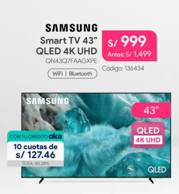 Samsung - Smart TV 43" QLED 4K UHD QN43Q7FAAGXPE