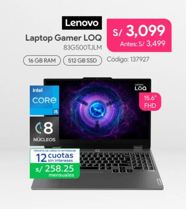 Lenovo - Laptop Gamer LOQ 83GS00TJLM