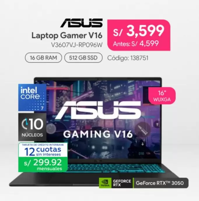 Asus - Laptop Gamer V16 V3607VJ-RP096W
