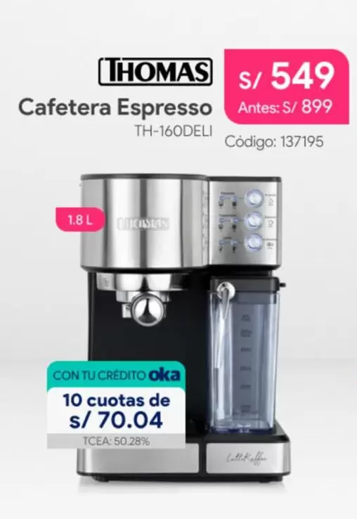 Thomas - Cafetera Espresso TH-160DELI
