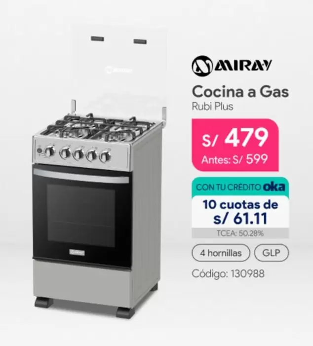Miray - Cocina a Gas Rubi Plus