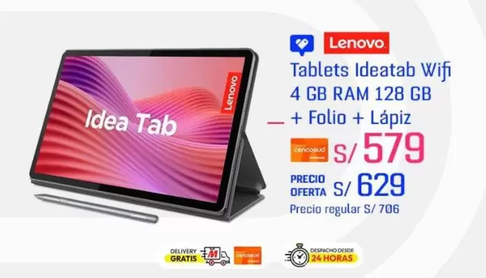 Lenovo - Tablets Ideatab Wifi 4 GB RAM 128 GB + Folio + Lápiz