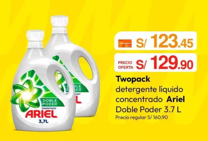 Ariel - detergente liquido concentrado Doble Poder 3.7 L