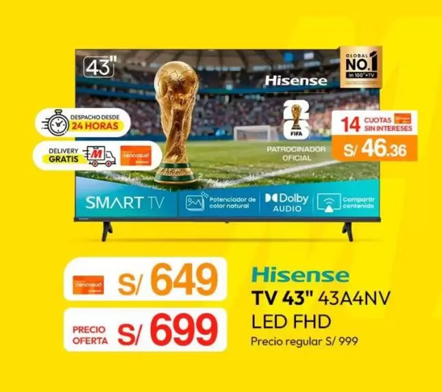 Hisense - TV 43" 43A4NV LED FHD