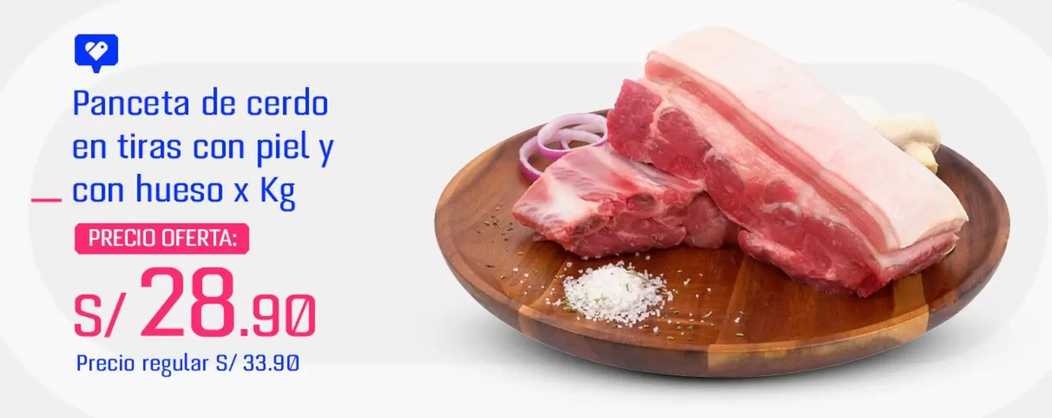 Piel - Panceta de cerdo en tiras con piel y con hueso x Kg