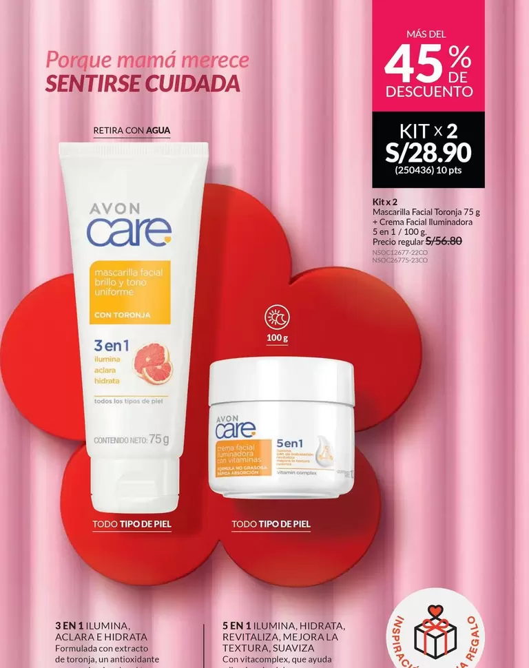 Avon - Care 3 en 1 (gel) y Care 5 en 1 (crema)