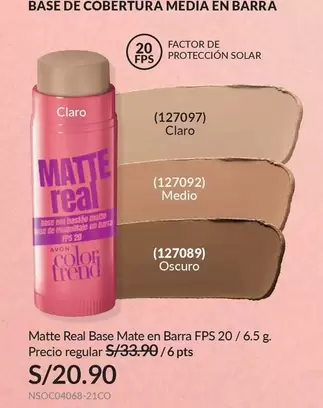 Real - Matte  Base Mate en Barra FPS 20