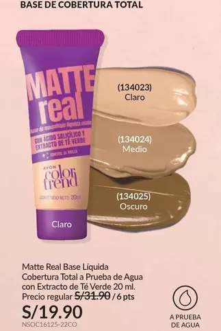 Real - Matte  Base Liquida Cobertura Total a Prueba de Agua