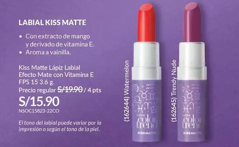 Mango - LABIAL KISS MATTE (162644) Watermelon, (162645) Trendy Nude