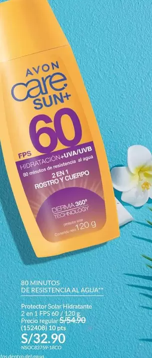 Avon - Protector Solar Hidratante 2 en 1 FPS 60