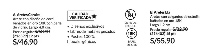 Oro - Aretes Corales