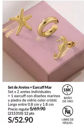 Cristal - Set de Aretes + Ear cuff Mar (215310)