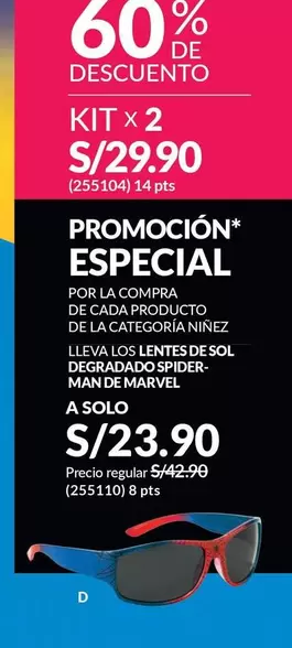 Marvel - LENTES DE SOL DEGRADADO SPIDER-MAN DE MARVEL
