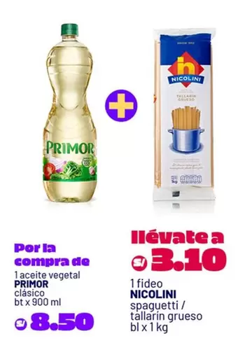 Primor - aceite vegetal + fideo NICOLINI spaghetti