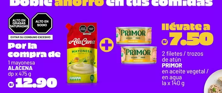 Primor - Mayonesa Alacena + 2 filetes/trozos de atún en aceite vegetal / en agua