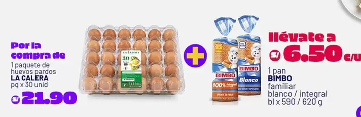 La Calera - paquete de huevos pardos + pan BIMBO familiar blanco / integral