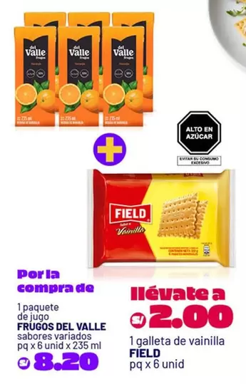 Del Valle - paquete de jugos + galleta de vainilla