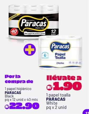 Paracas - papel higiénico BLACK, papel toalla WHITE