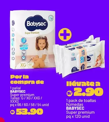 Babysec - pañal Super premium / toallas húmedas Super premium