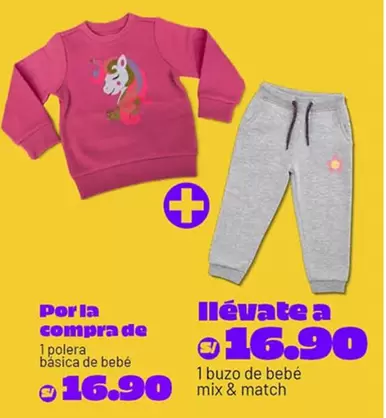 1 polera básica de bebé + 1 buzo de bebé mix & match
