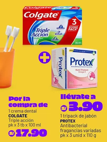 Colgate - crema dental COLGATE Triple acción + jabon PROTEX Antibacterial