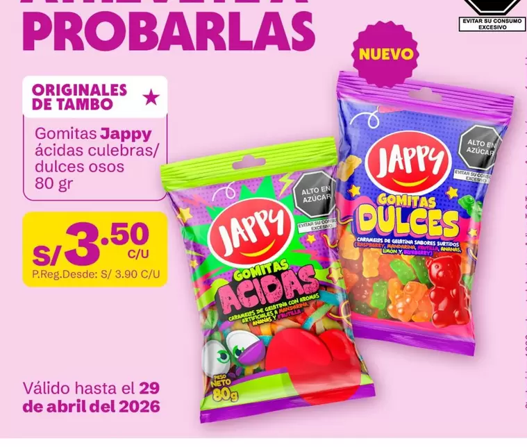 Gomitas Jappy ácidas culebras/dulces osos