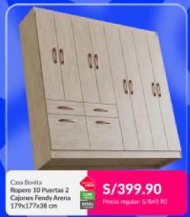 Ropero 10 Puertas 2 Cajones Fendy Arena