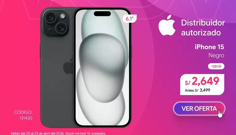 Apple - iPhone 15 Negro