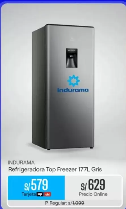 Indurama - Refrigeradora Top Freezer 177L Gris