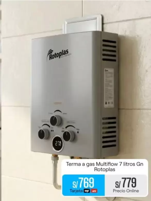 Rotoplas - Terma a gas Multiflow 7 litros Gn