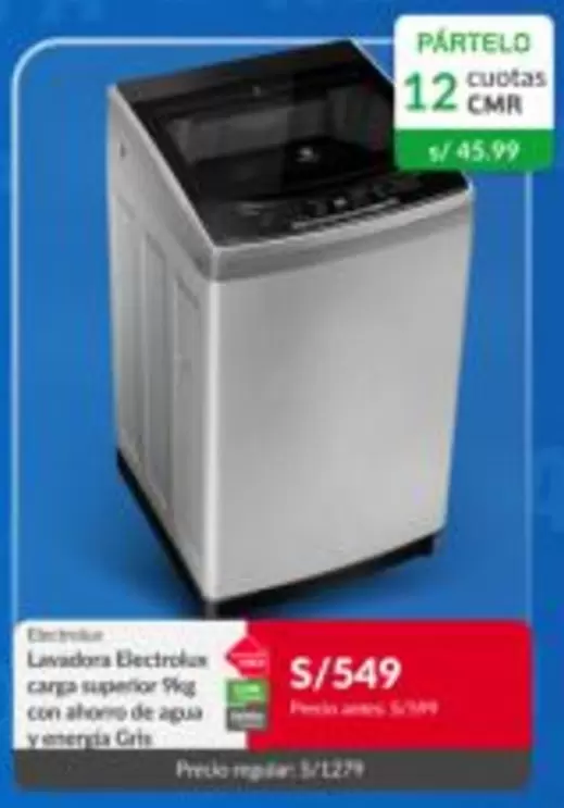 Electrolux - Lavadora  carga superior 9kg