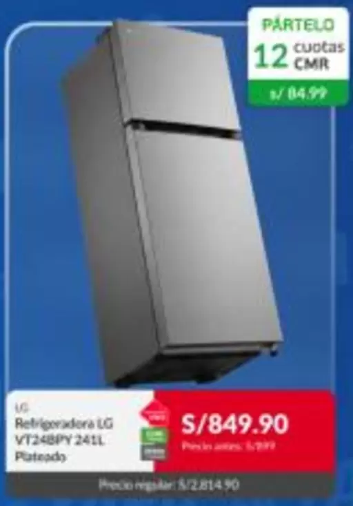 Lg - Refrigeradora VT248PY 241L Plateado