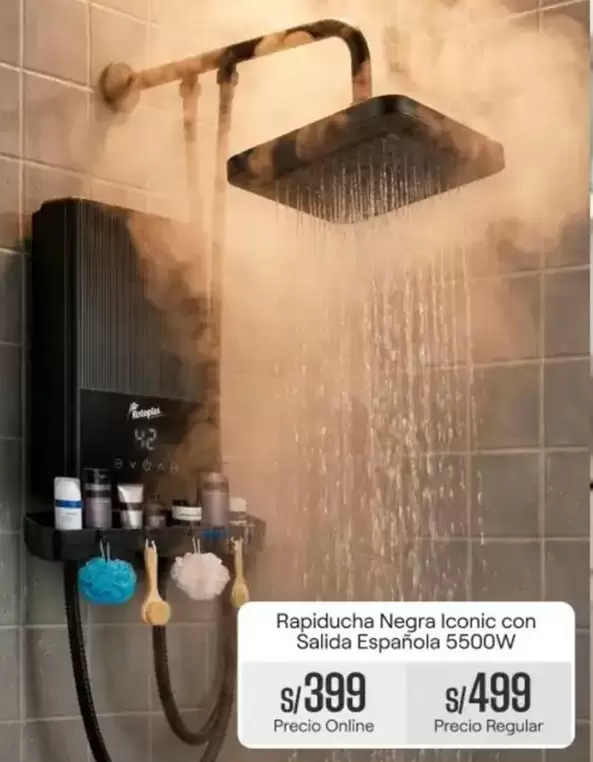 Rotoplas - Rapiduche Negra Iconic con Salida Española 5500W