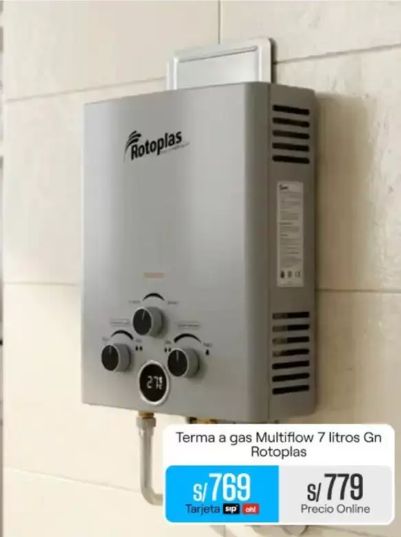 Rotoplas - Termo a gas Multiflow 7 litros Gn