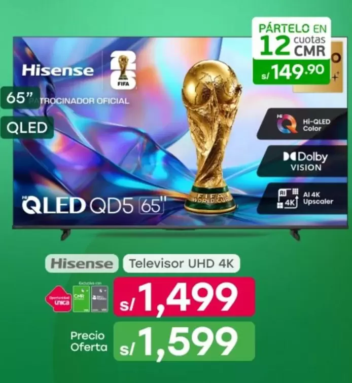 Hisense - Televisor UHD 4K QLED QD5 65"