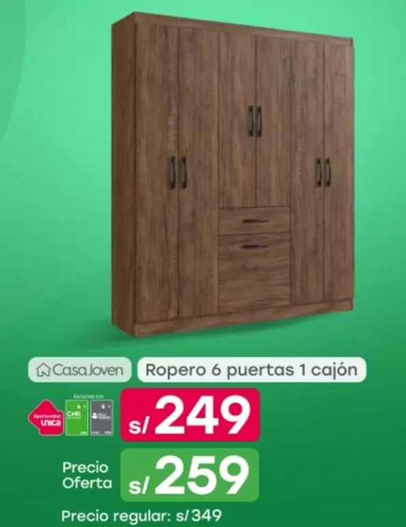 Casa Joven - Ropero 6 puertas 1 cajón