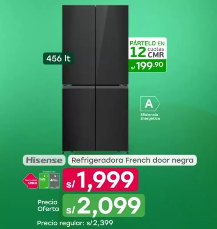 Hisense - Refrigeradora French door negra