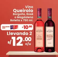 Queirolo - Vino Borgogna, Rosé o Magdalena Botella