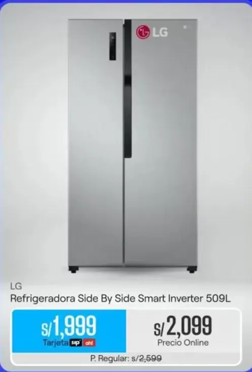 Lg - Refrigeradora Side By Side Smart Inverter 509L