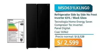 Refrigerador Side by Side No Frost Inverter 631L / Black Glass Cód. 133162