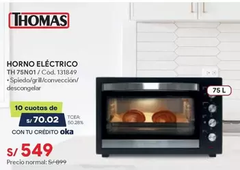 Thomas - HORNO ELÉCTRICO TH 75N01 / Cód. 131849