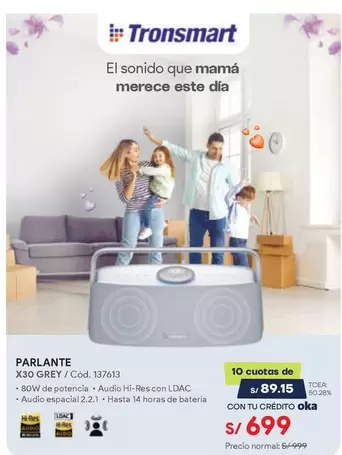 Grey - PARLANTE X30 GREY / Cód. 137613